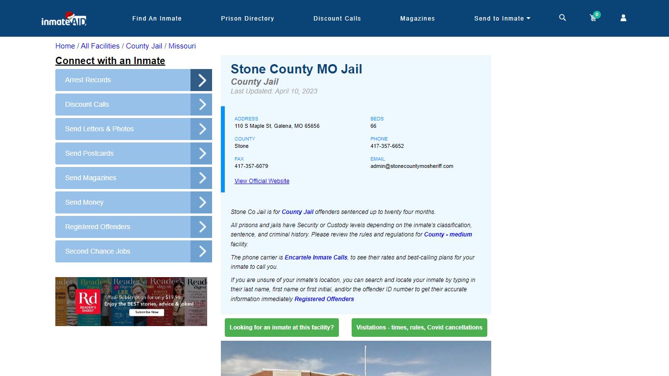 Stone County MO Jail - Inmate Locator - Galena, MO