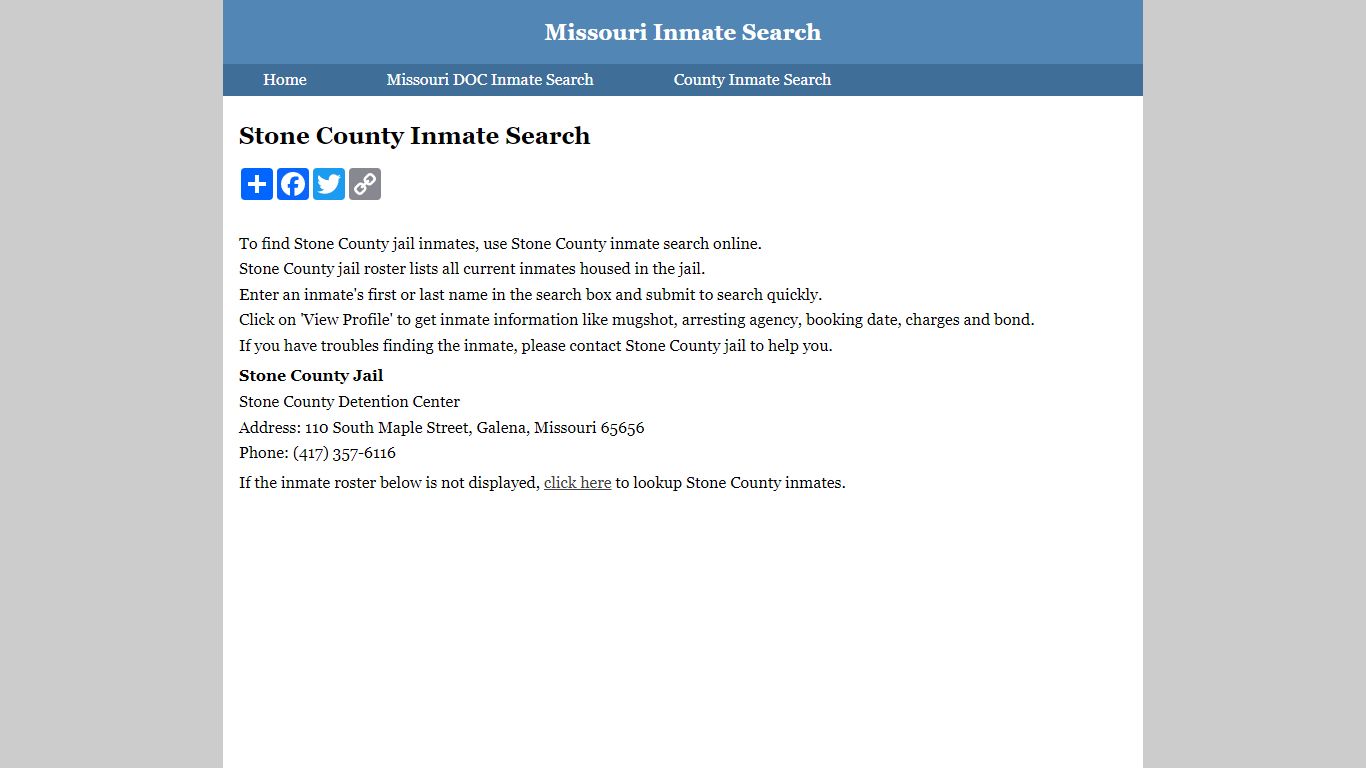 Stone County Inmate Search